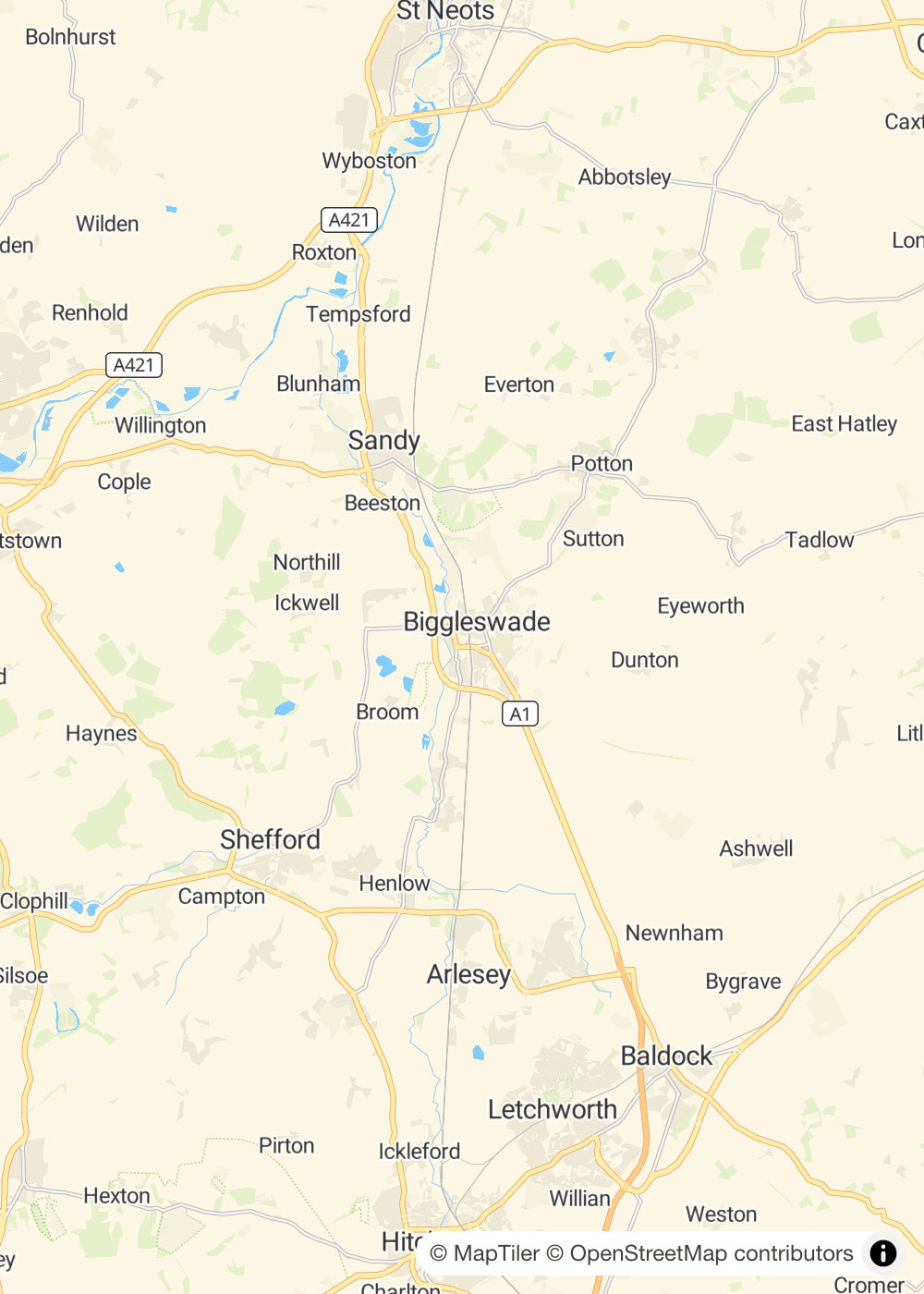 Map of Biggleswade