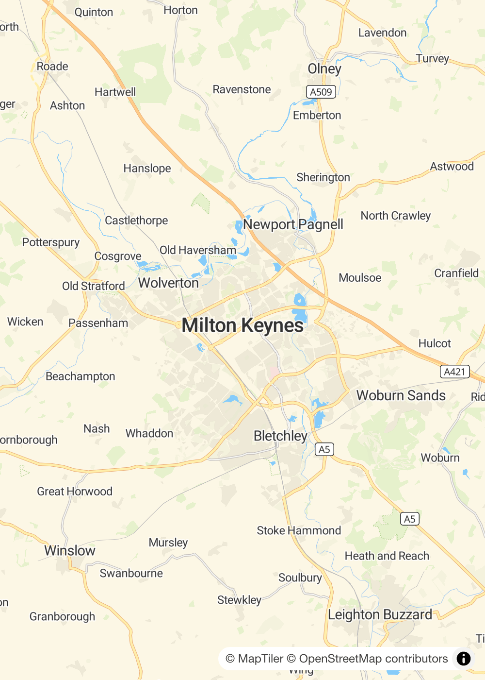 Map of Milton Keynes