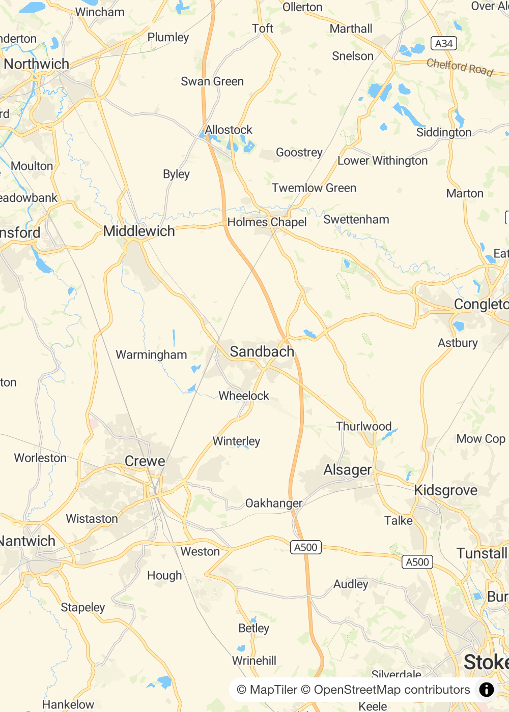 Map of Sandbach