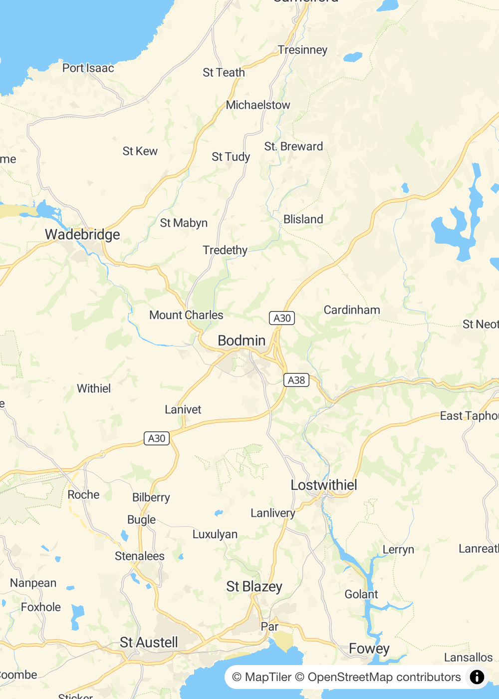 Map of Bodmin