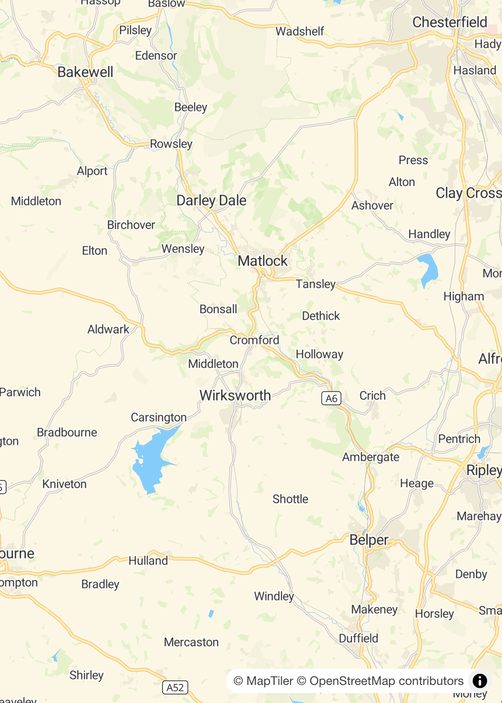 Map of Derbyshire