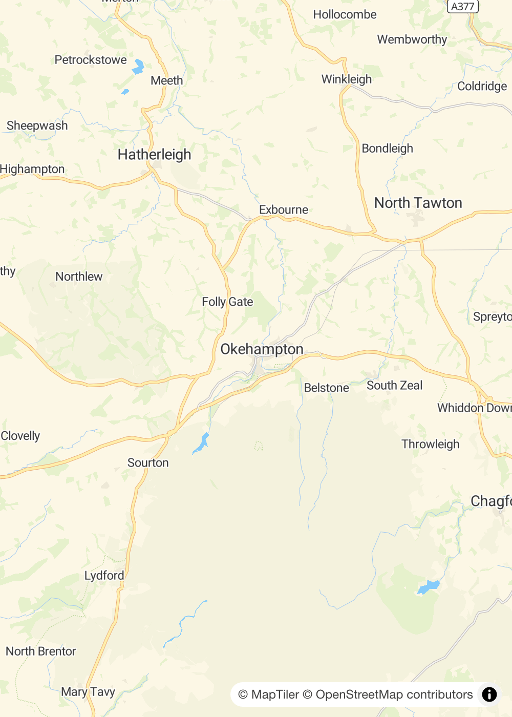 Map of Okehampton