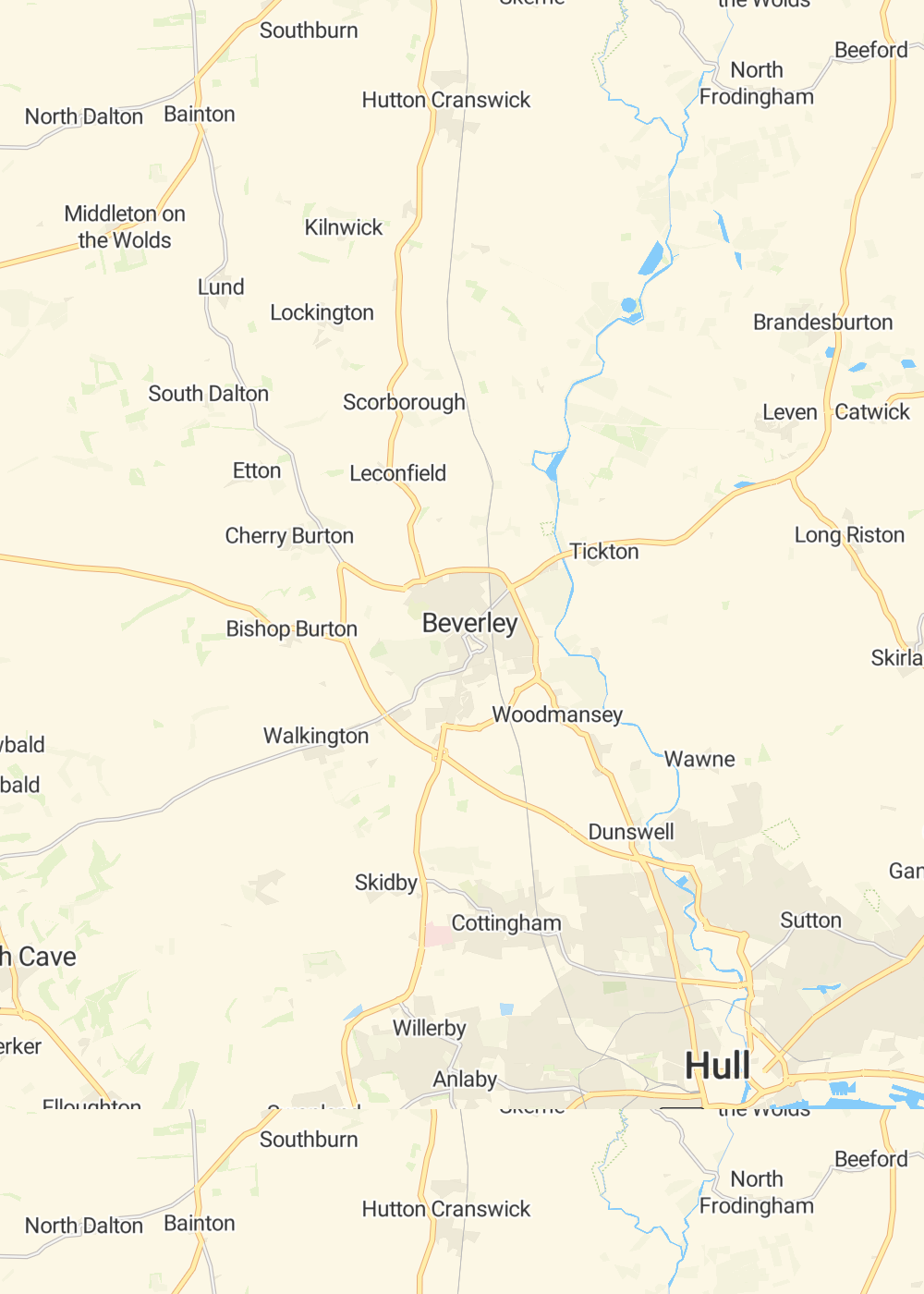 Map of East Yorkshire