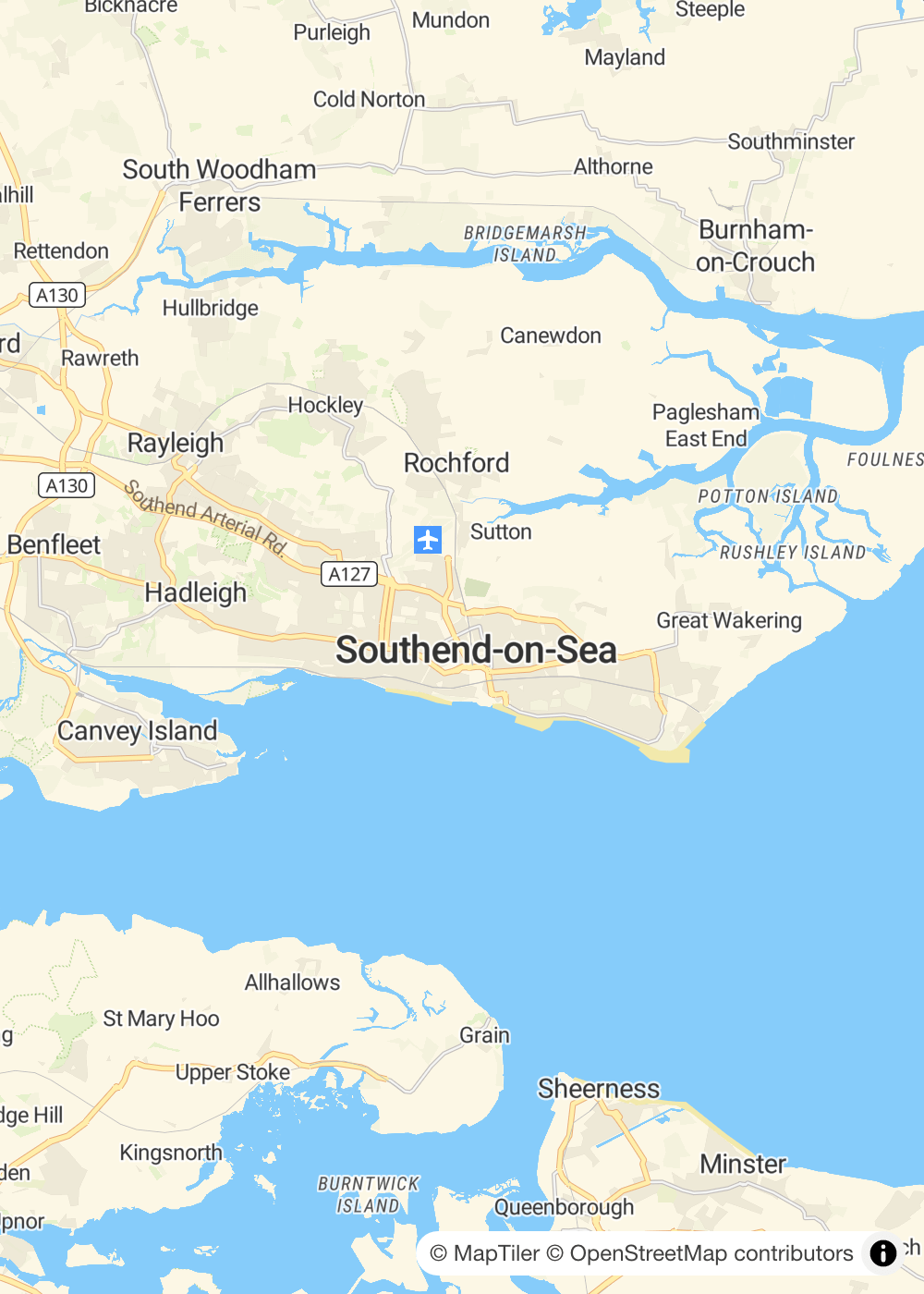 Map of Southend-on-Sea