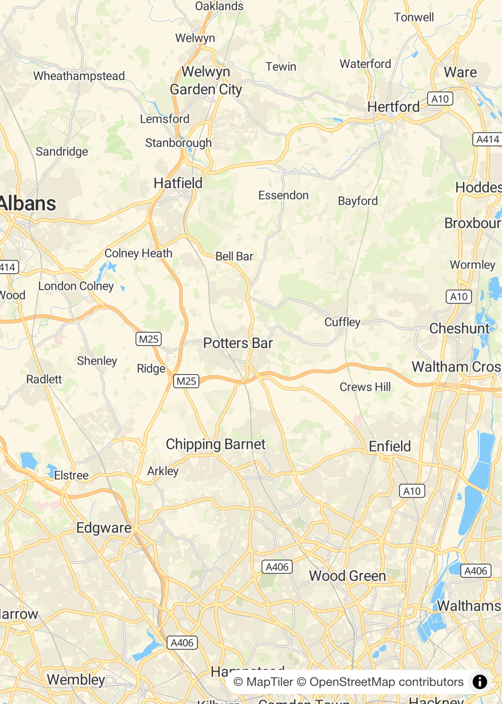 Map of Potters Bar