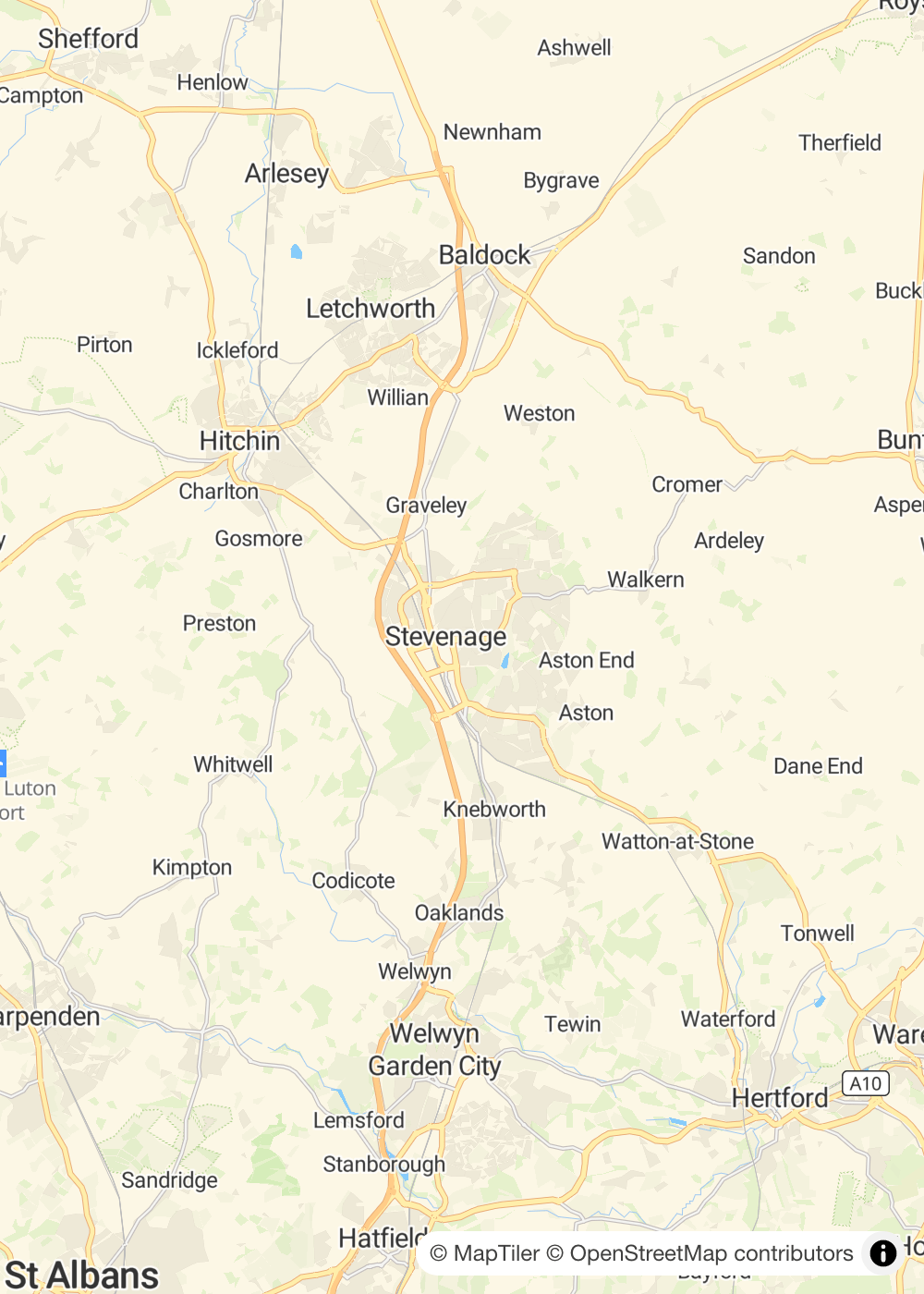 Map of Stevenage