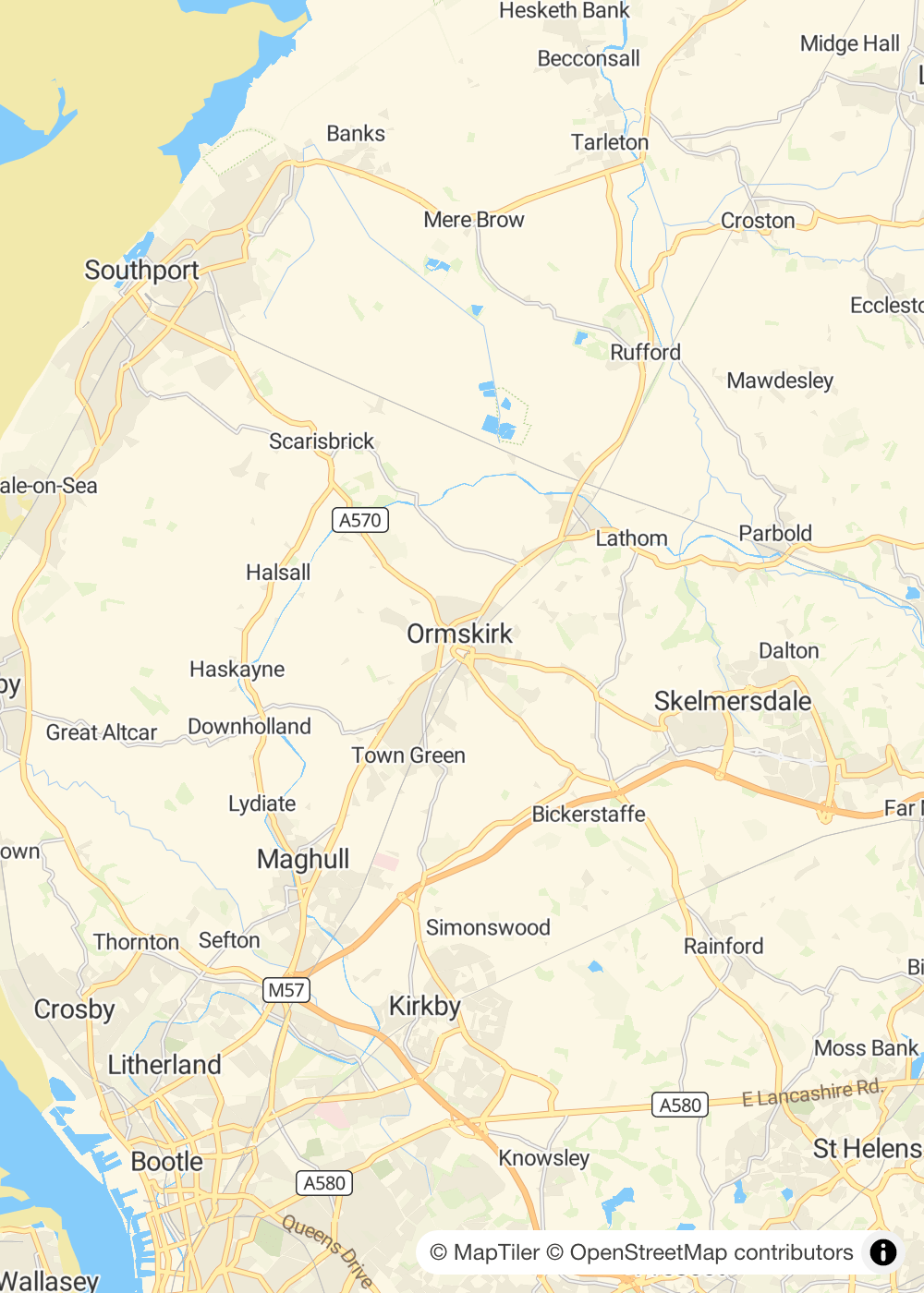 Map of Ormskirk