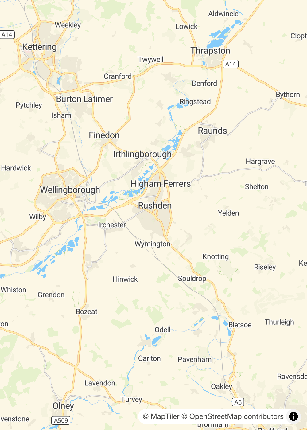 Map of Rushden