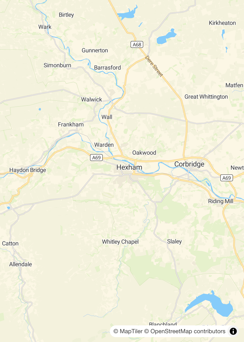 Map of Hexham