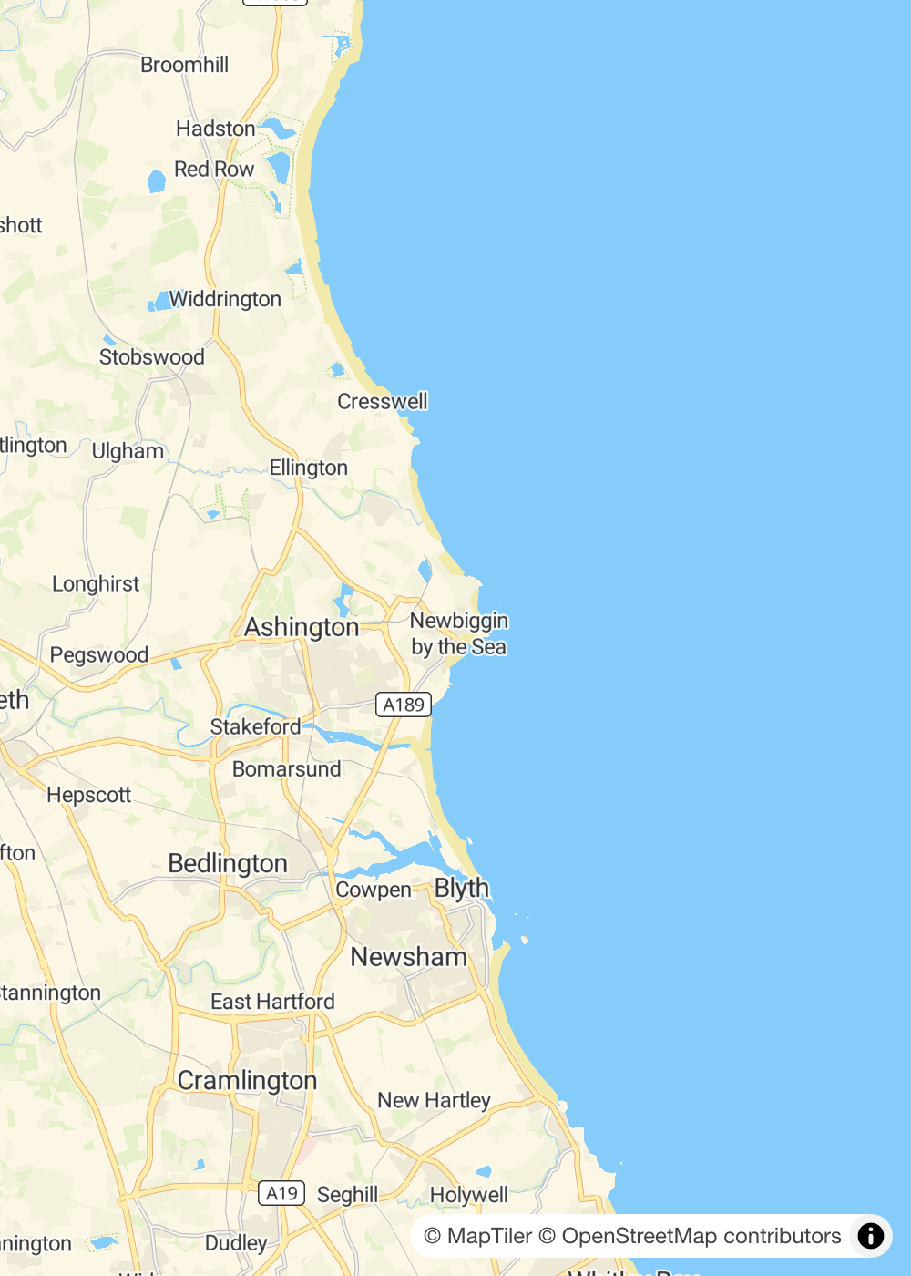 Map of Newbiggin-by-the-Sea