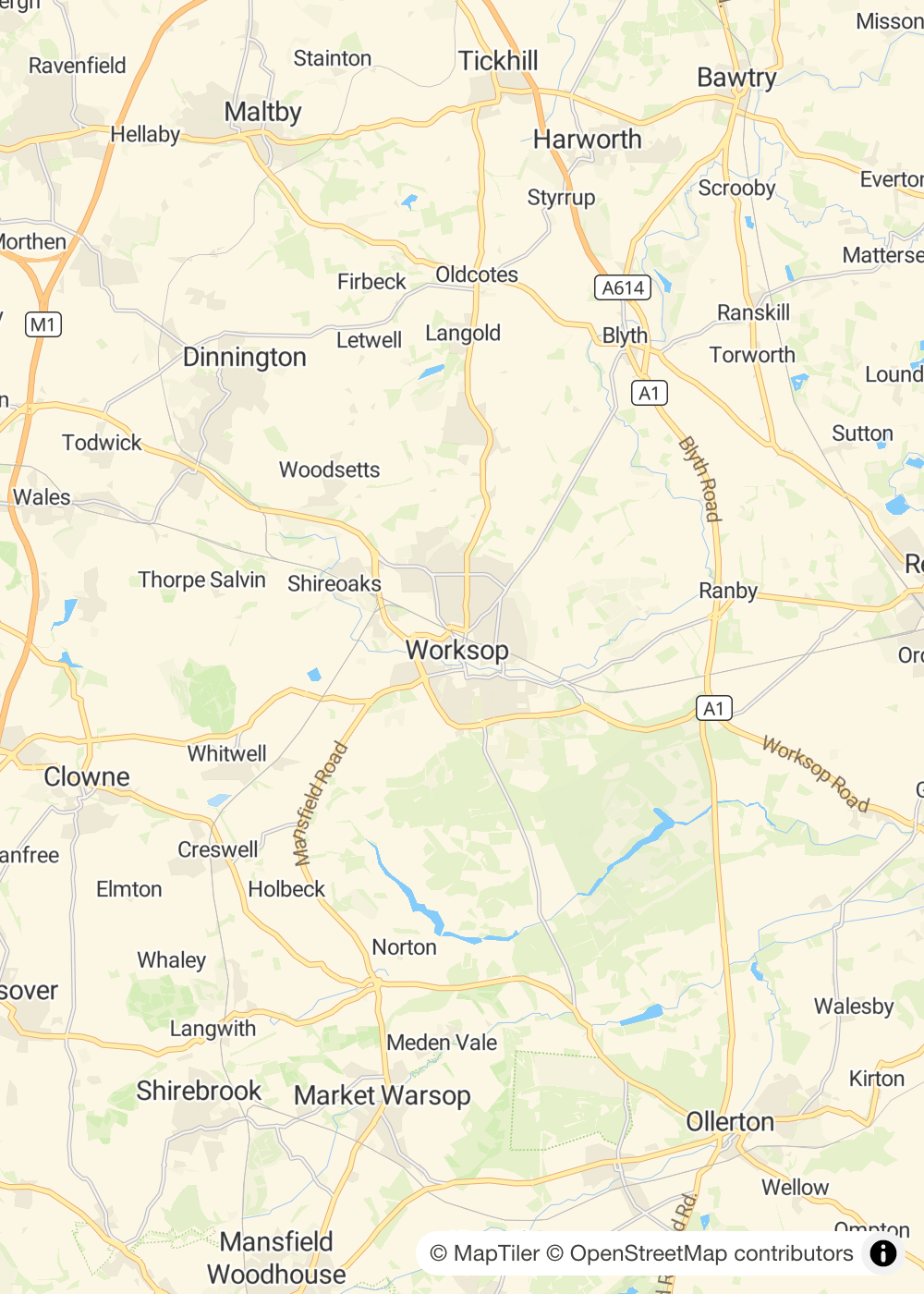 Map of Worksop