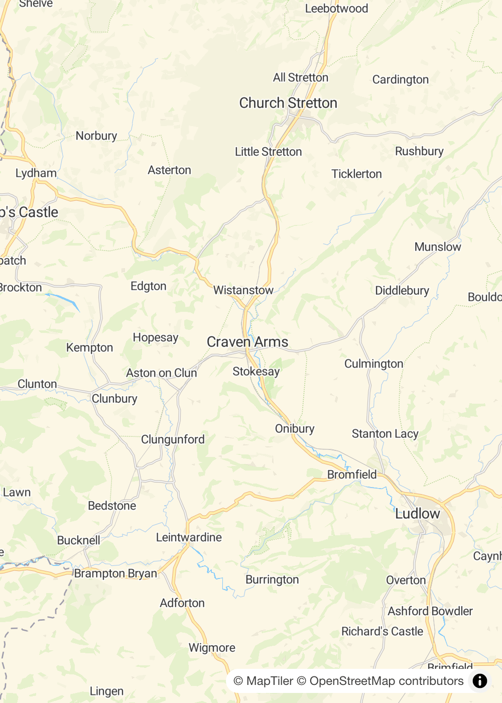 Map of Craven Arms