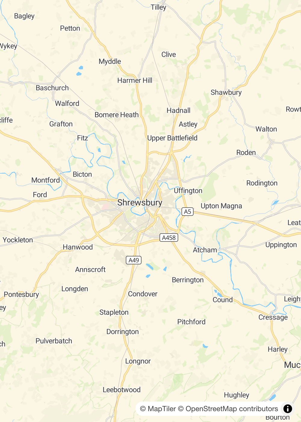 Map of Shropshire