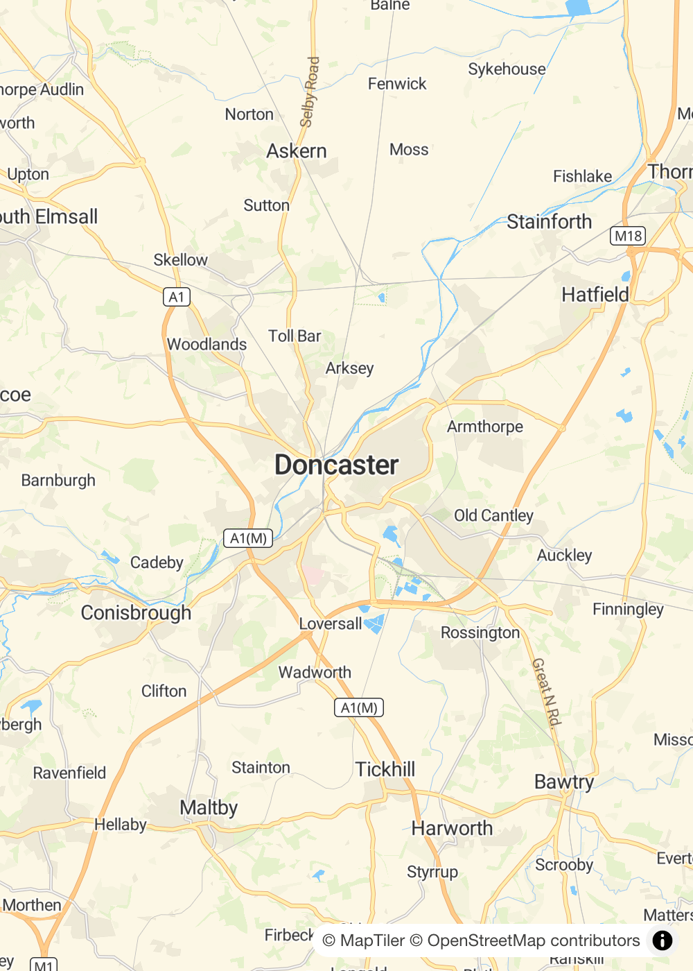 Map of Doncaster