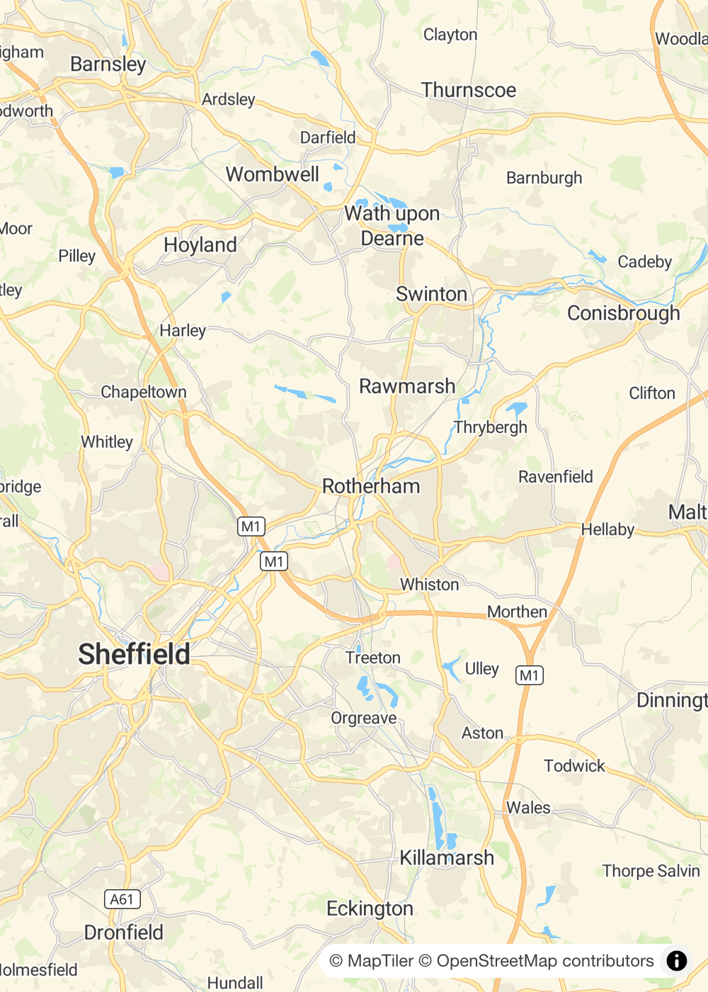 Map of Rotherham