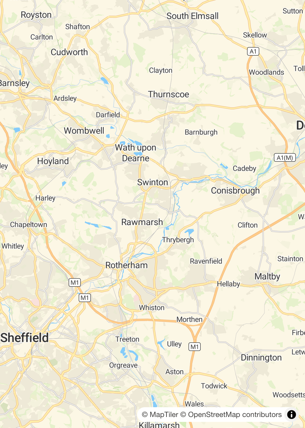 Map of South Yorkshire