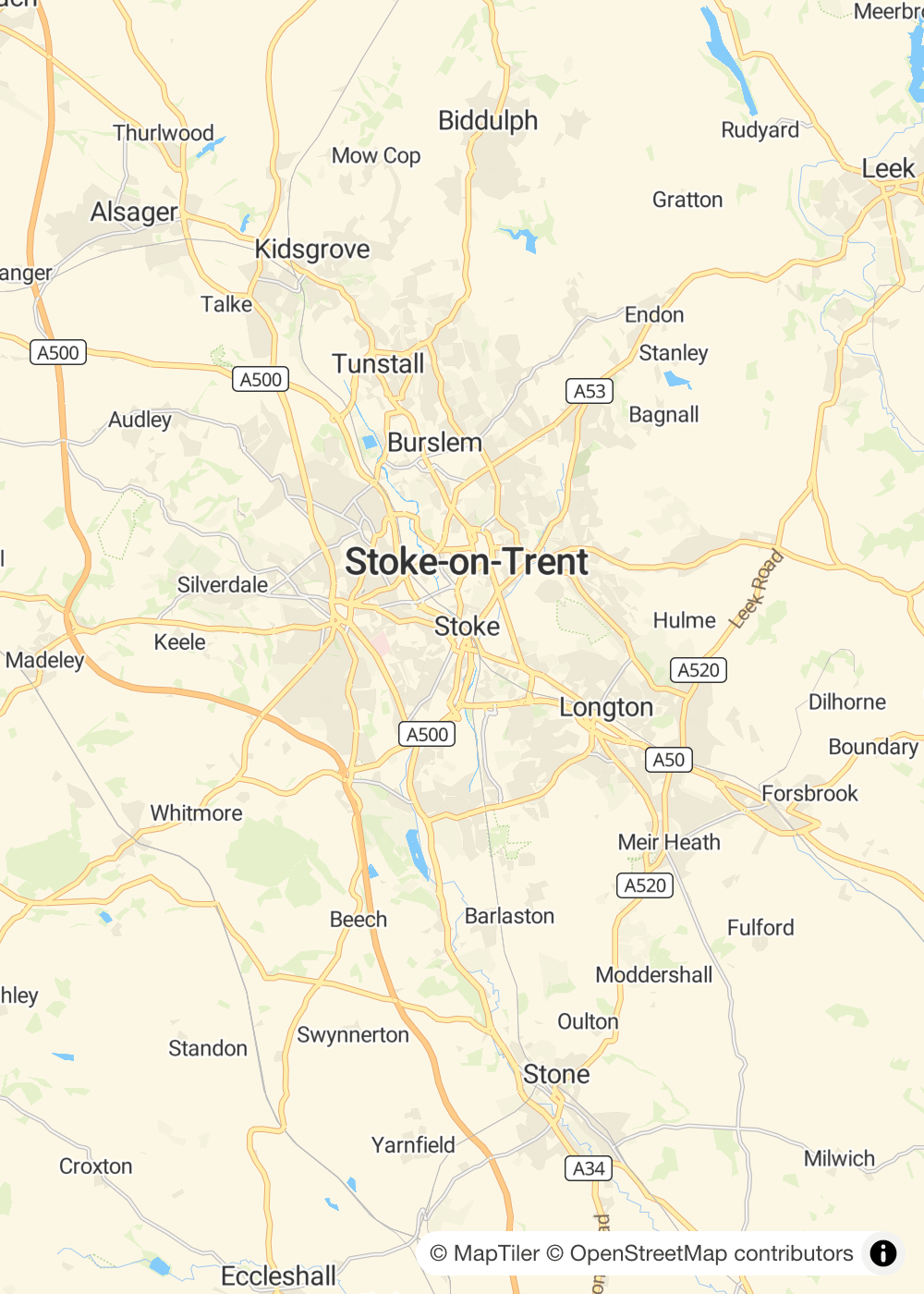 Map of Stoke-on-Trent