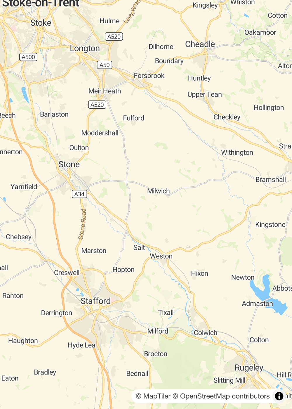 Map of Staffordshire