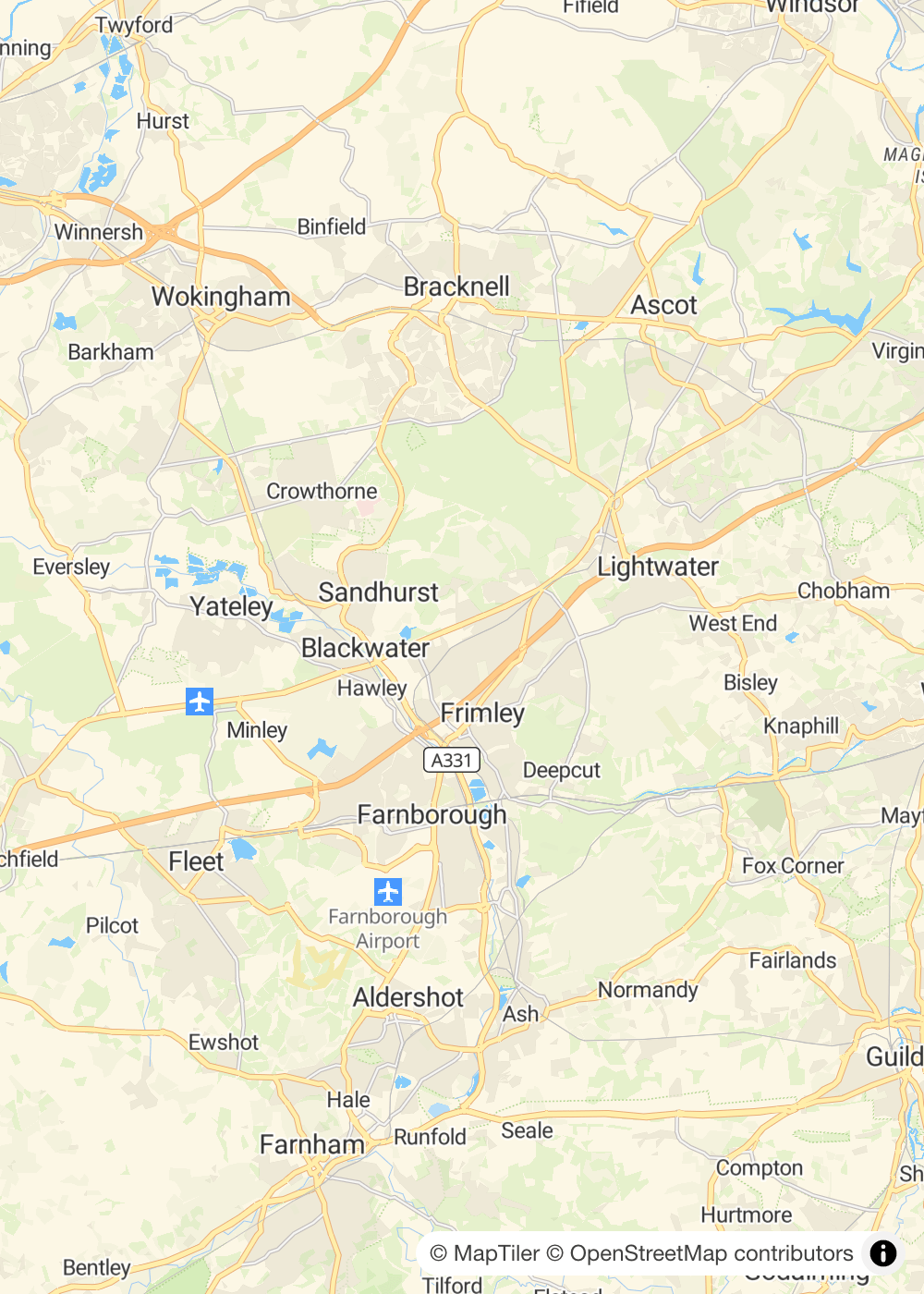 Map of Camberley