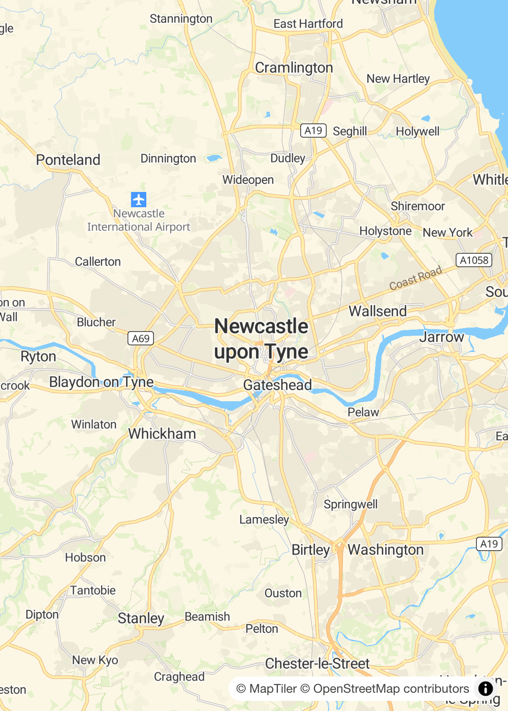 Map of Newcastle upon Tyne
