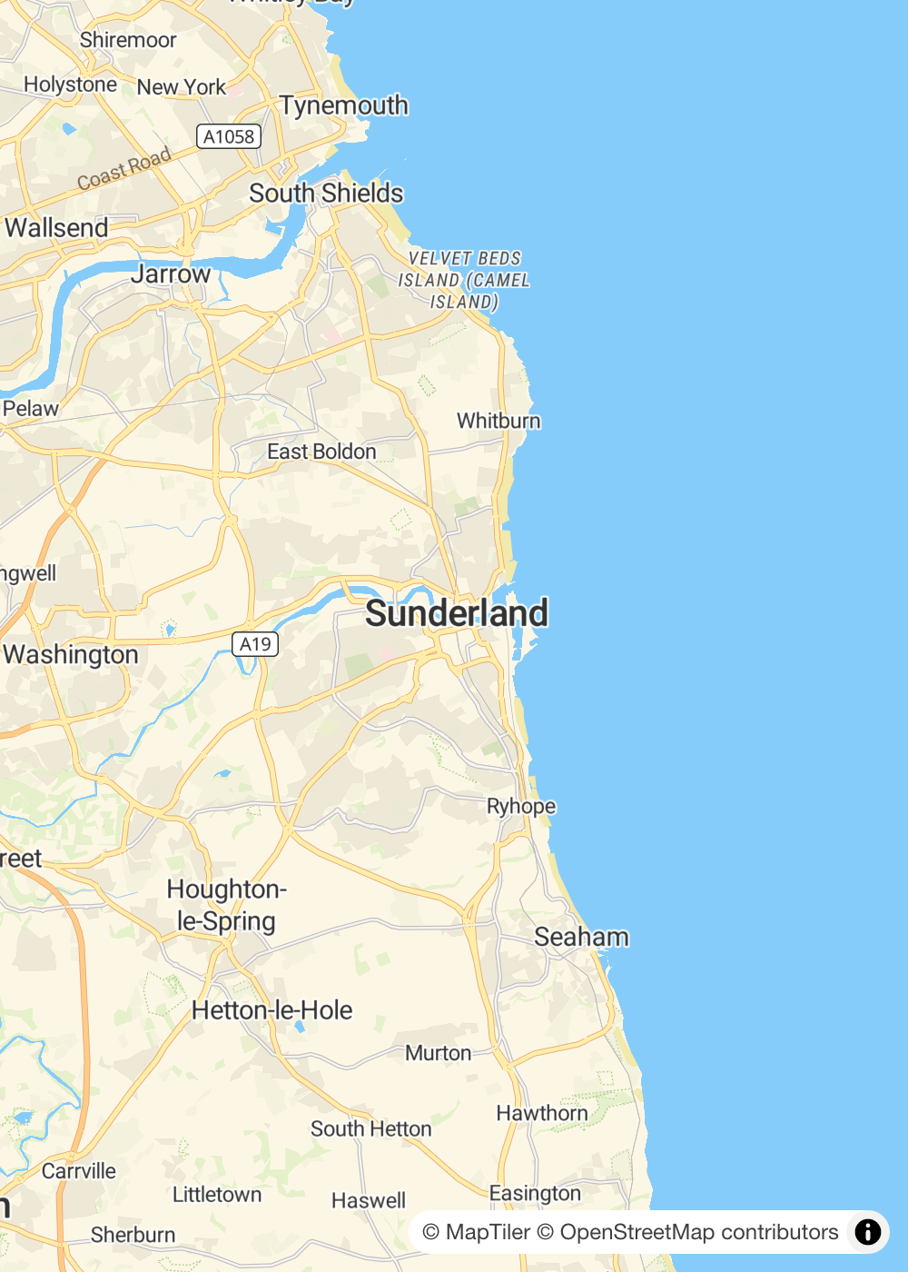 Map of Sunderland