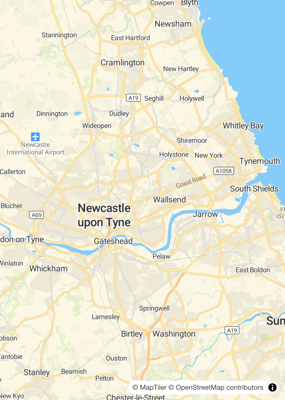 Map of Tyne and Wear