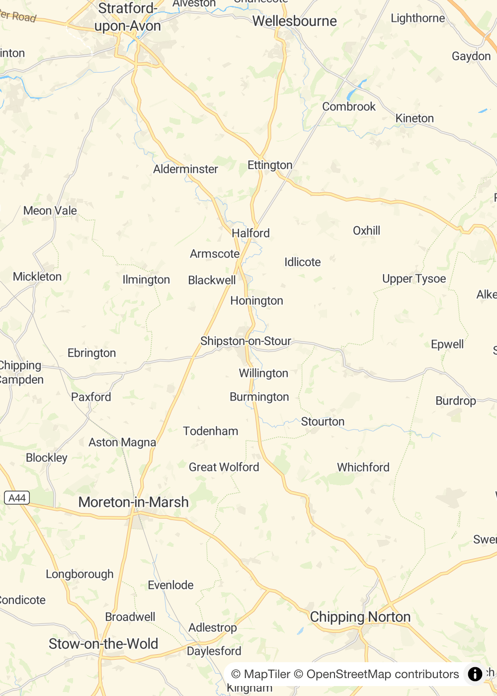 Map of Shipston-on-Stour