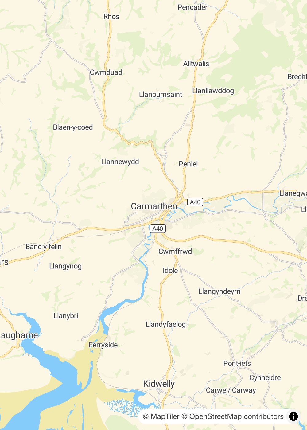 Map of Carmarthen