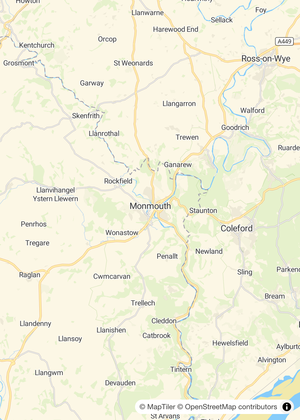 Map of Monmouthshire