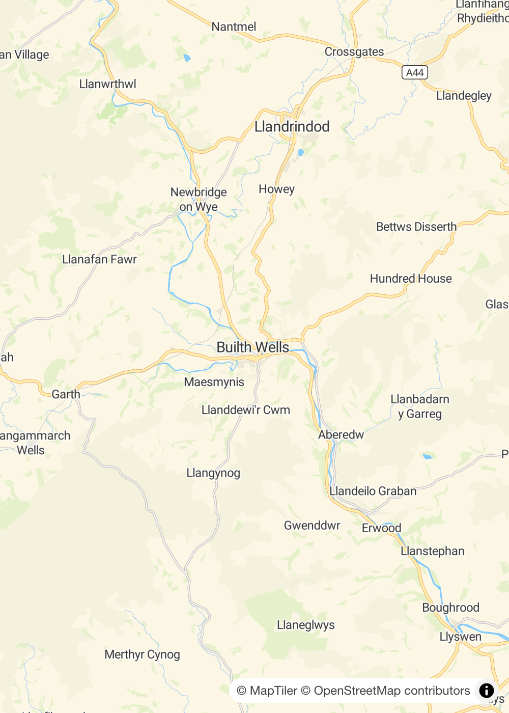 Map of Builth Wells