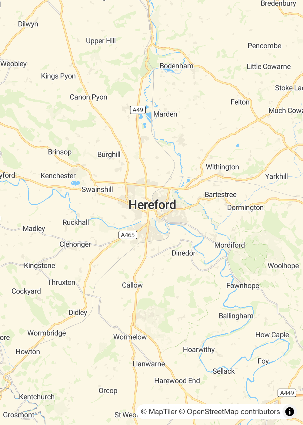 Map of Hereford