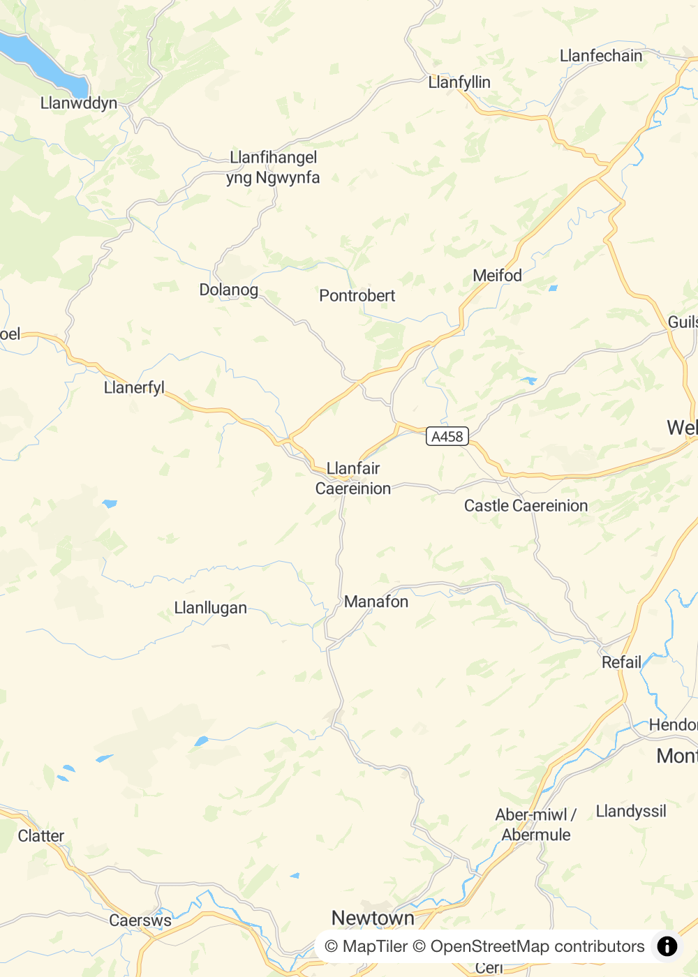 Map of Powys