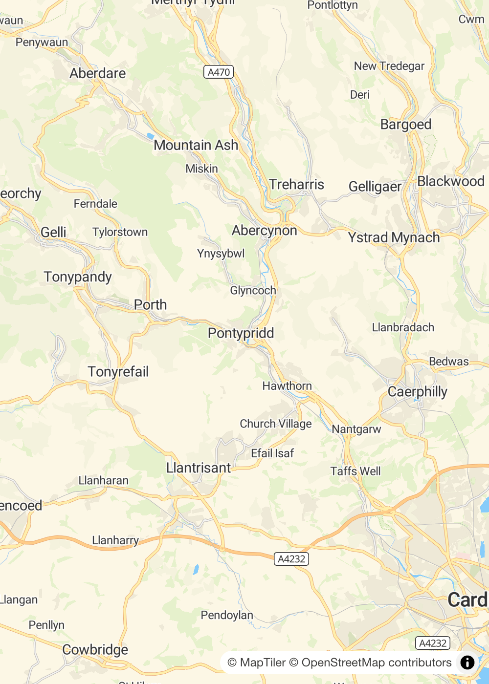 Map of Pontypridd